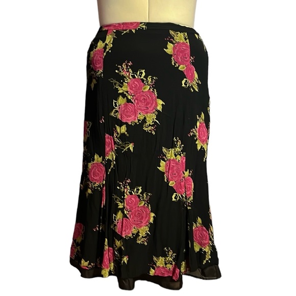 Vintage JM Collection by Jennifer Moore Rose Floral Rayon Lined Skirt - Picture 1 of 9